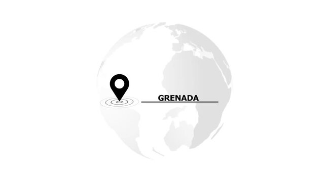 Grenada Location Pin on World Globe Map Caribbean world map
