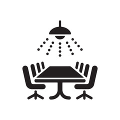 Conference Room Solid Icon for Business Interior