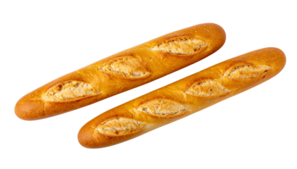 Fresh Baguette Bread Duo Collection isolated on transparent background