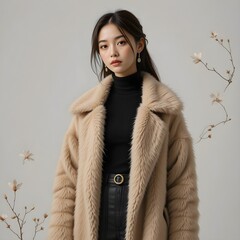 autumn clothes, sensuous fashion, autumn clothes model, warm feeling clothing coordination, AI Generative