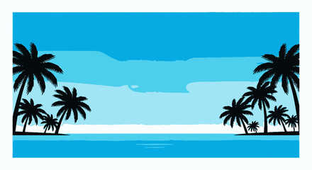 Fototapeta premium Island Getaway Palm Trees Tropical Beach Paradise Summer Caribbean Vacation