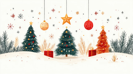 A Whimsical Winter Tree with Floating Star