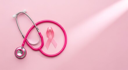 Fototapeta premium Breast cancer awareness ribbon icon background, background for breast cancer awareness campaign