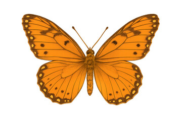 Fototapeta premium Orange butterfly drawing on transparent background