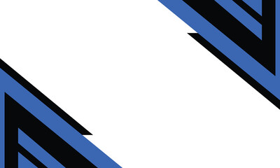 Minimalist geometric background featuring bold blue and black angular corner shapes on a white backdrop. Ideal for modern templates, presentations, or professional graphic designs.
