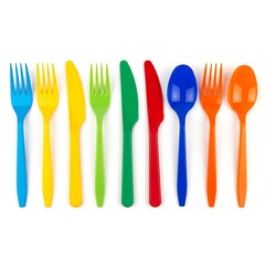 Colorful Plastic Cutlery Set for Parties and Picnics.