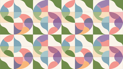 A seamless geometric pattern design featuring curved semicircles arranged in a repeating layout. 