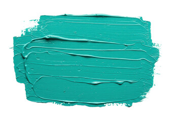 Vibrant turquoise paint stroke isolated PNG, textured brushstroke element on transparent background for graphic design and artistic compositions