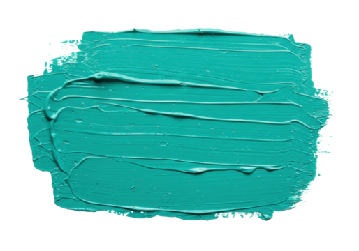 Vibrant turquoise paint stroke isolated PNG, textured brushstroke element on transparent background for graphic design and artistic compositions