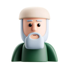 arabian grandpa, PNG,isolated,no background,assets,3d,clay,render,illustration,toycore