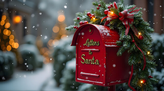 Festive Santa Mailbox in Snowy Scene