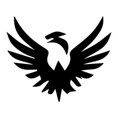 Fierce Eagle or Falcon Mascot with Wings Fully Spread in Flight Silhouette