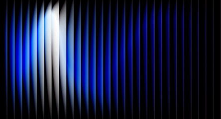 Dark blue neon light gradient background with vertical glowing stripes, futuristic energy wave pattern, modern abstract digital illumination wallpaper design for technology concept.
