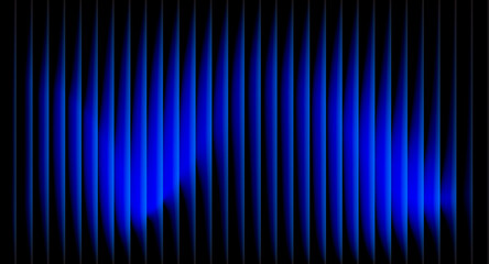 Abstract blue and black gradient light wave lines background with glowing vertical stripes and smooth energy effect. Modern futuristic pattern for digital art or graphic wallpaper.