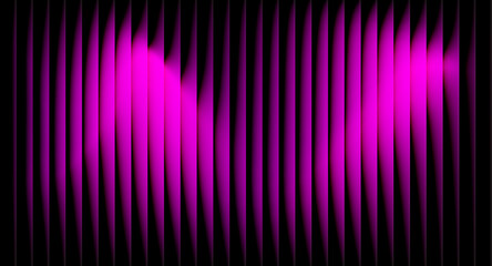 Abstract pink  and black gradient light wave lines background with glowing vertical stripes and...