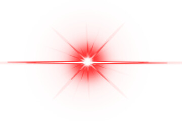 Red Laser Beam Light Effect with Sparkling Lens Flare on Transparent Backdrop Illustration Graphics