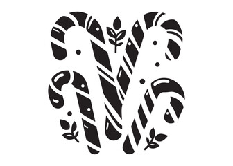 candy canes logo silhouette vector, christmas candy silhouette vector illustration, candy cane silhouette vector, christmas candy cane logo silhouettes vector on white background