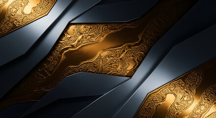 Stunning modern gold and metal design for luxury brand visuals or a high end tech backdrop, conveying elegance and sophistication with an eye catching texture
