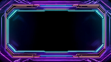 A vibrant, futuristic frame with neon accents and electric patterns, perfect for digital displays or gaming interfaces.