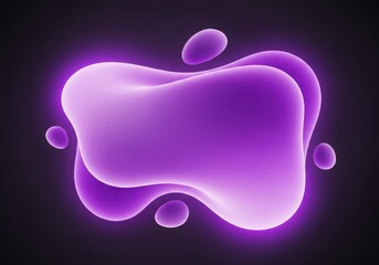 Abstract glowing purple liquid blobs and shapes with soft edges on a dark background