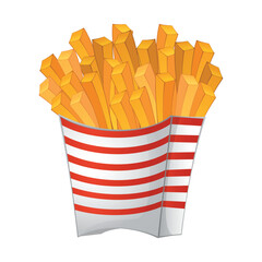 Realistic cooked fresh french fries white background - Vector illustration
