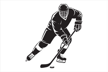 Obraz premium Ice Hockey Player Silhouette Vector Illustration