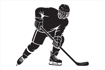 Ice Hockey Player Silhouette Vector Illustration