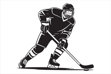 Ice Hockey Player Silhouette Vector Illustration