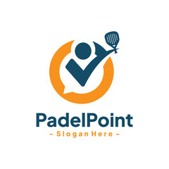 Padel sport with bubble chat logo design template. Modern play padel. Isolated vector icon on white background.