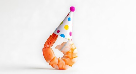 Festive Shrimp - A Party Animal in a Party Hat.