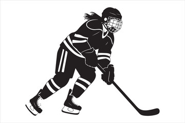 Ice Hockey Player Silhouette Vector Illustration