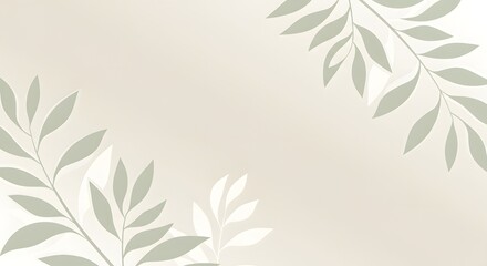 Subtle Botanical Leaves on a Neutral Beige Background
