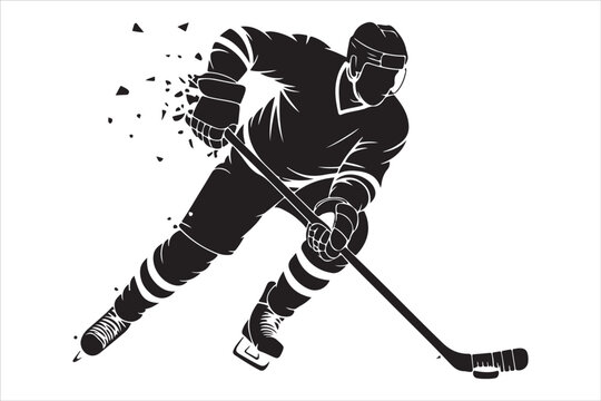 Ice Hockey Player Silhouette Vector Illustration