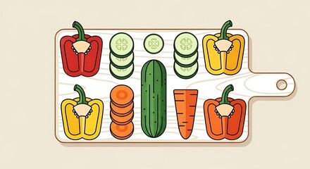 Colorful Assortment of Fresh Vegetables on a Wooden Cutting Board.