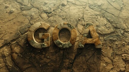 Textured 'GOA' Carved in Stone