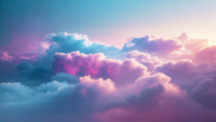 Obraz premium A beautifully blurred image of the sunset in the sky with airy clouds in purple and blue tones for a website background or label