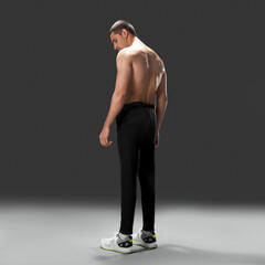 Fitness model display of casual sporty menswear, modern active lifestyle fashion photo,