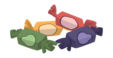 Realistic chocolate candies in colorful wrappers on a white background - Vector illustration