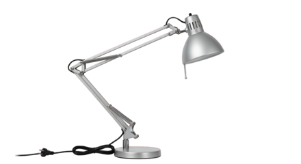Silver desk lamp isolated on transparent background