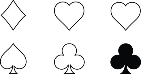 Illustration of card suits diamond heart spade and club on white ground