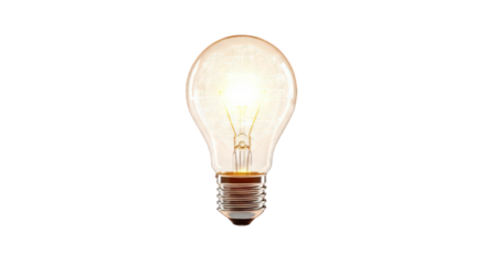 Light bulb glowing isolated on transparent background