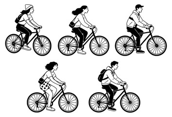Obraz premium People Riding Bicycles Illustration
