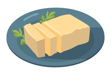 Realistic cooked fresh butter white background - Vector illustration