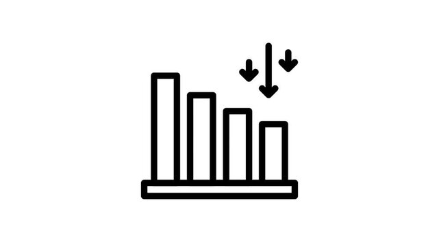 Animated descending bar graph icon isolated on white background