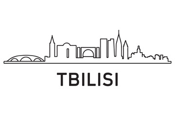 Fototapeta premium Tbilisi Line Art skyline silhouette. Black Tbilisi city design. with white background