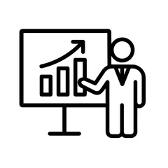 Business Presentation Icon, Data Analysis and Pitch Deck Illustration.