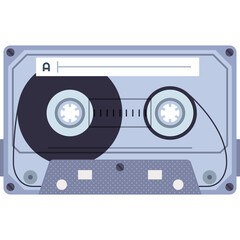 Pixel Art Audio Cassette Tape with Visible Magnetic Tape and Label Area for Retro Music and Gaming Nostalgia