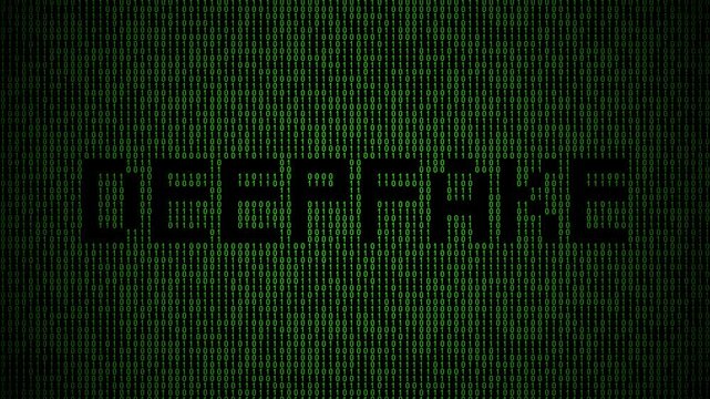 Binary deepfake AI animation with data distortion motion.