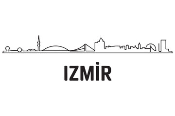 Izmir Line Art skyline silhouette. Black Izmir city design. with white background
