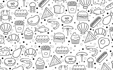 Fototapeta premium Abstract white background with elements of useful food - Vector illustration